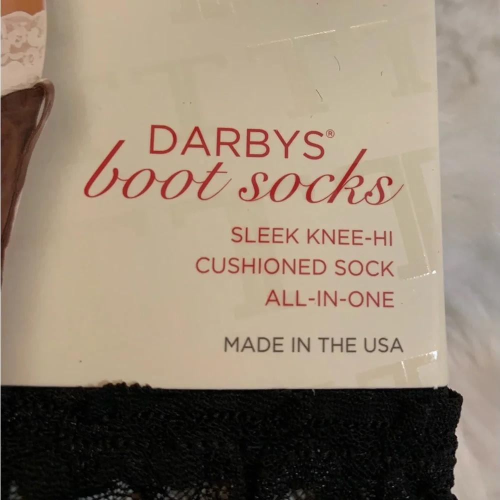DARBYS ladies Nylon Spandex Black knee high Boot Socks NWT  size 5 - 10 1/2
